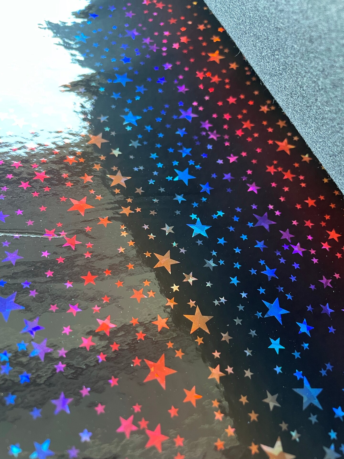 Purple/Blue/Orange Holographic Star Patent Vinyl (faux leather)