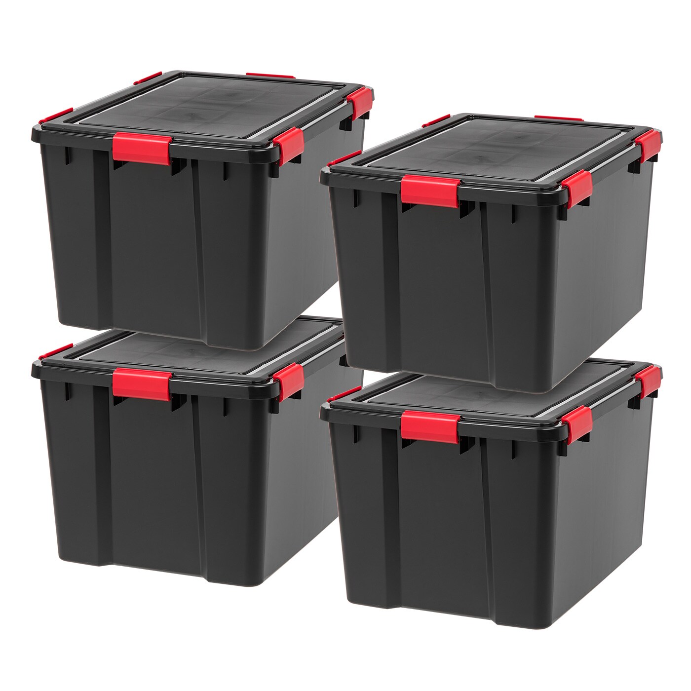 IRIS 4 Pack 74 Quart WeatherPro&#x2122; Plastic Storage Bin Tote Organizing Container with Durable Lid and Seal and Secure Latching Buckles