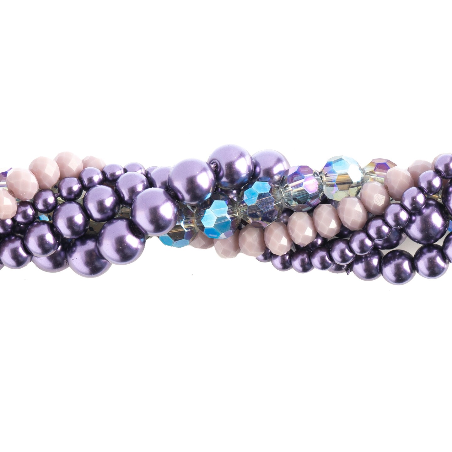 Crystal Lane DIY Blackcurrant Swirl Moonflower Twisted Glass &#x26; Pearls Beads, 5 Strands