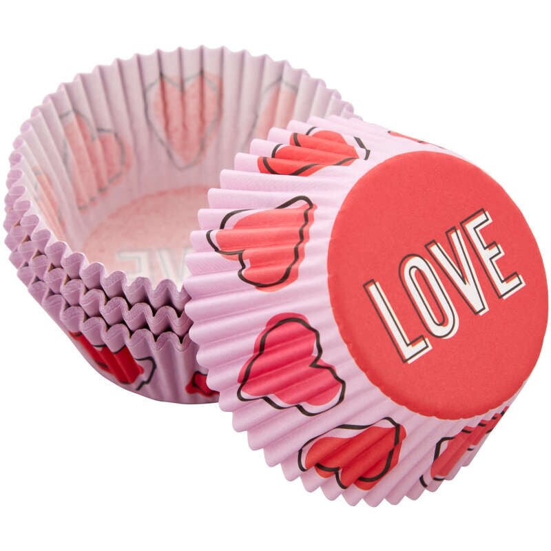 Red and Pink Hearts &#x201C;Love&#x22; Valentine&#x27;s Day Cupcake Liners, 75-Count