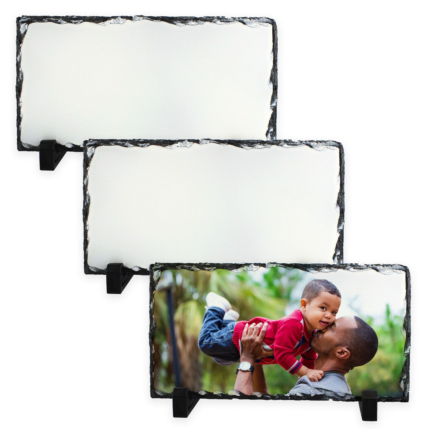 SubliSLATE Sublimation Slate Blank, Panoramic Long Rectangle. Includes  Black Display Feet for Photo Quality Sublimation Printing