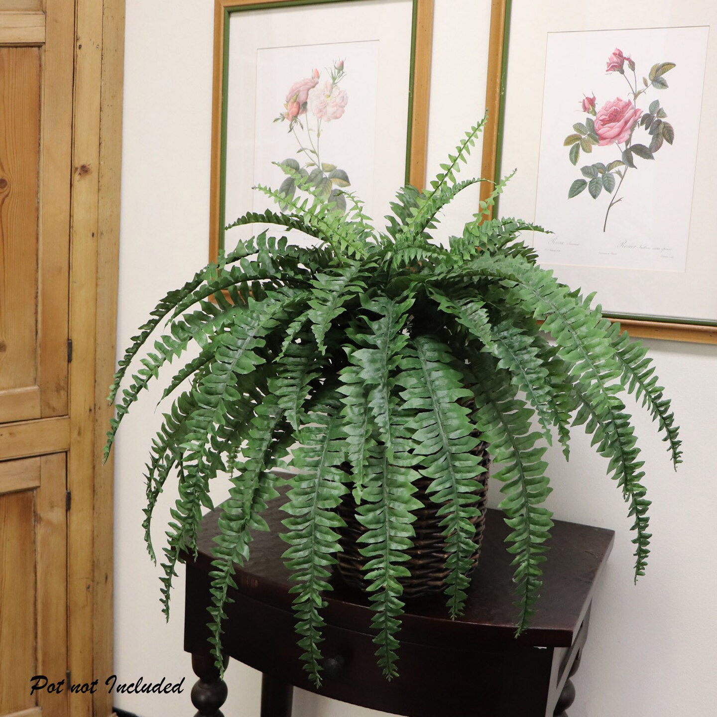 Boston Fern Plant 60 Silk Fronds, 48&#x22; Wide UV Resistant Faux Greenery for Home &#x26; Outdoor Display