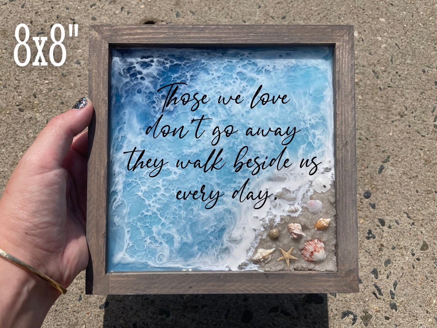 Ocean Memorial Art, Personalized Artwork with Ashes Resin Cremation Ash Beach Memorial Keepsake Picture, Painting Beach Remembrance Custom product 3