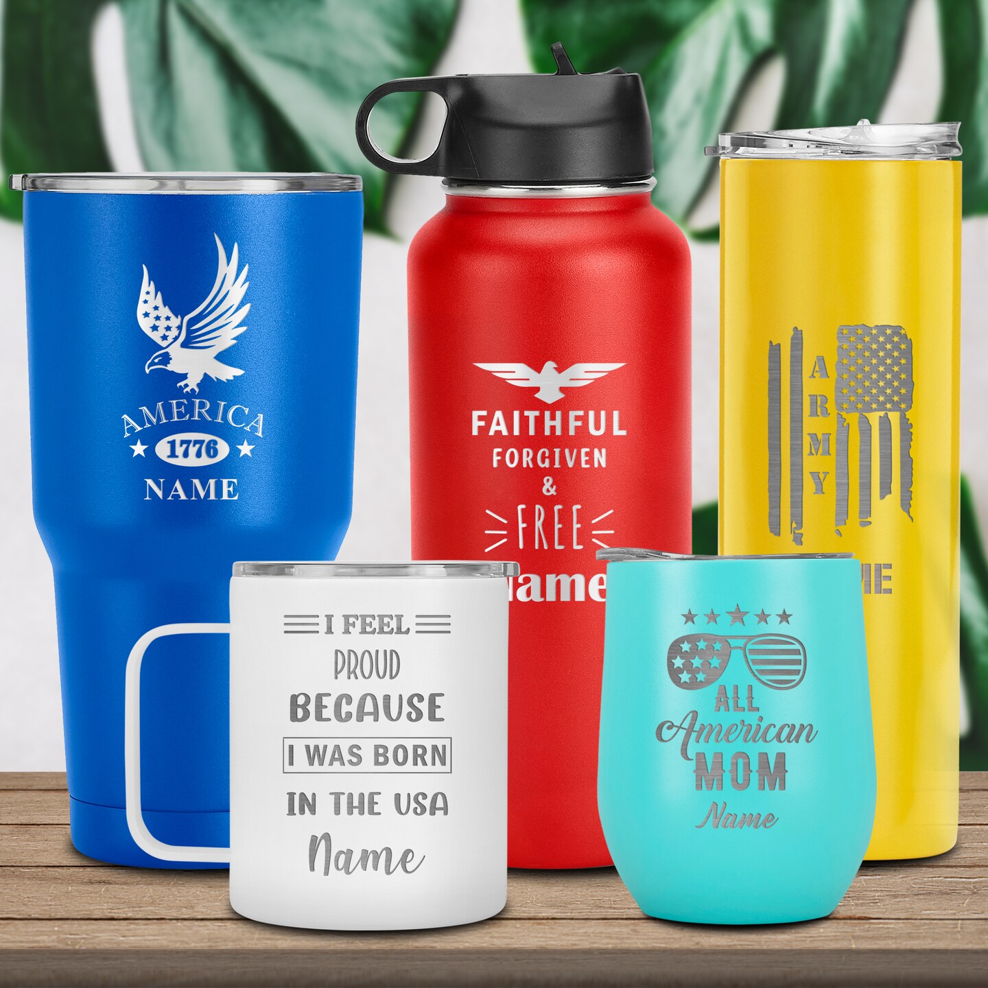 Patriotic Tumbler, American Flag Coffee Cup, Personalized Flag Tumbler ...