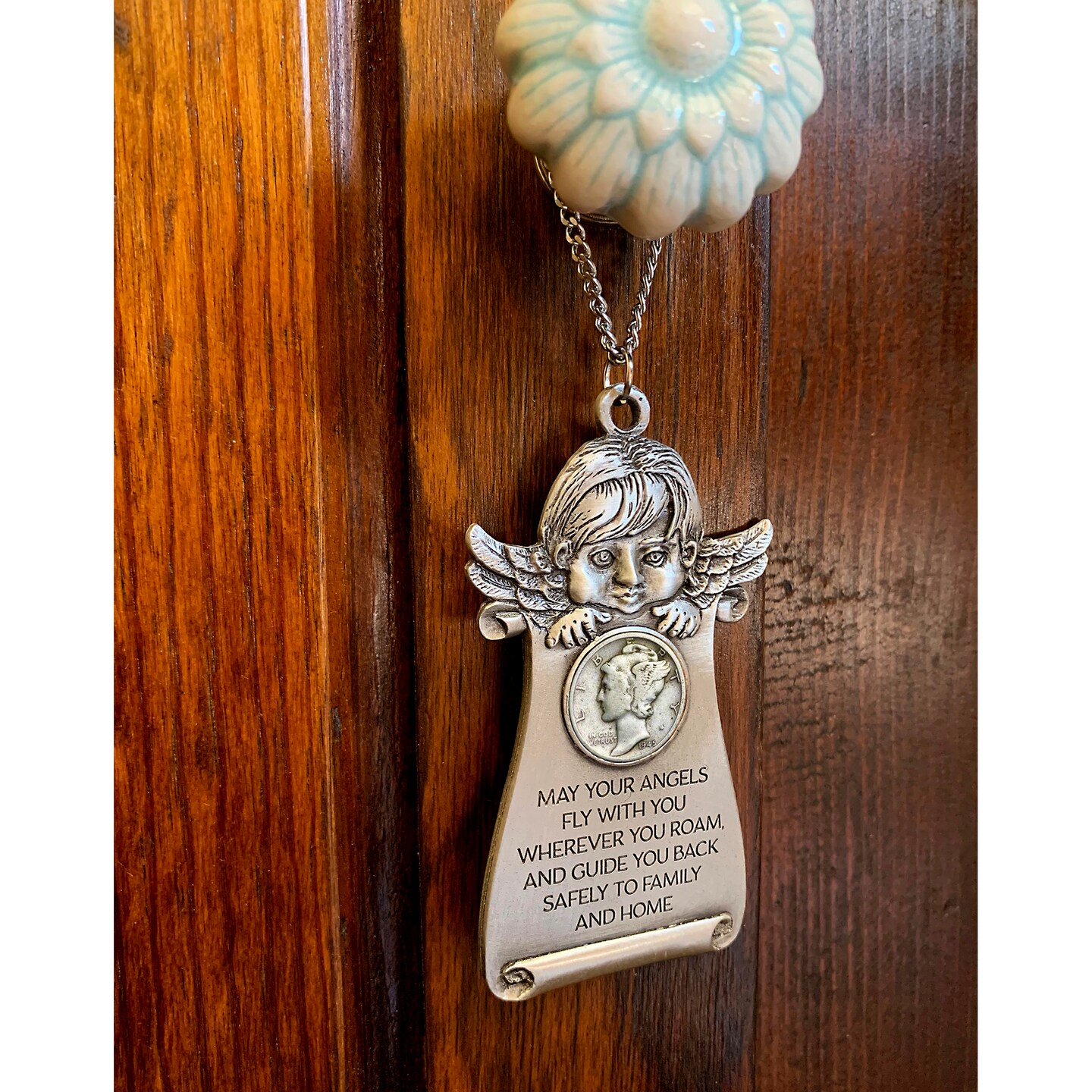 Mercury Dime Coin Angel Pewter Door Blessing