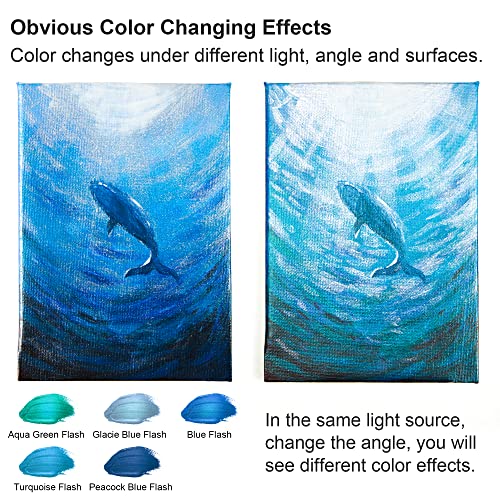 Shuttle Art Color Change Acrylic Paint, 20 Chameleon Colors Acrylic Paint, 60ml/2oz Bottles, Iridescent Paint for Artists, Beginners, Kids Painting & Crafting on Canvas, Rocks, Wood, Fabric, Ceramic