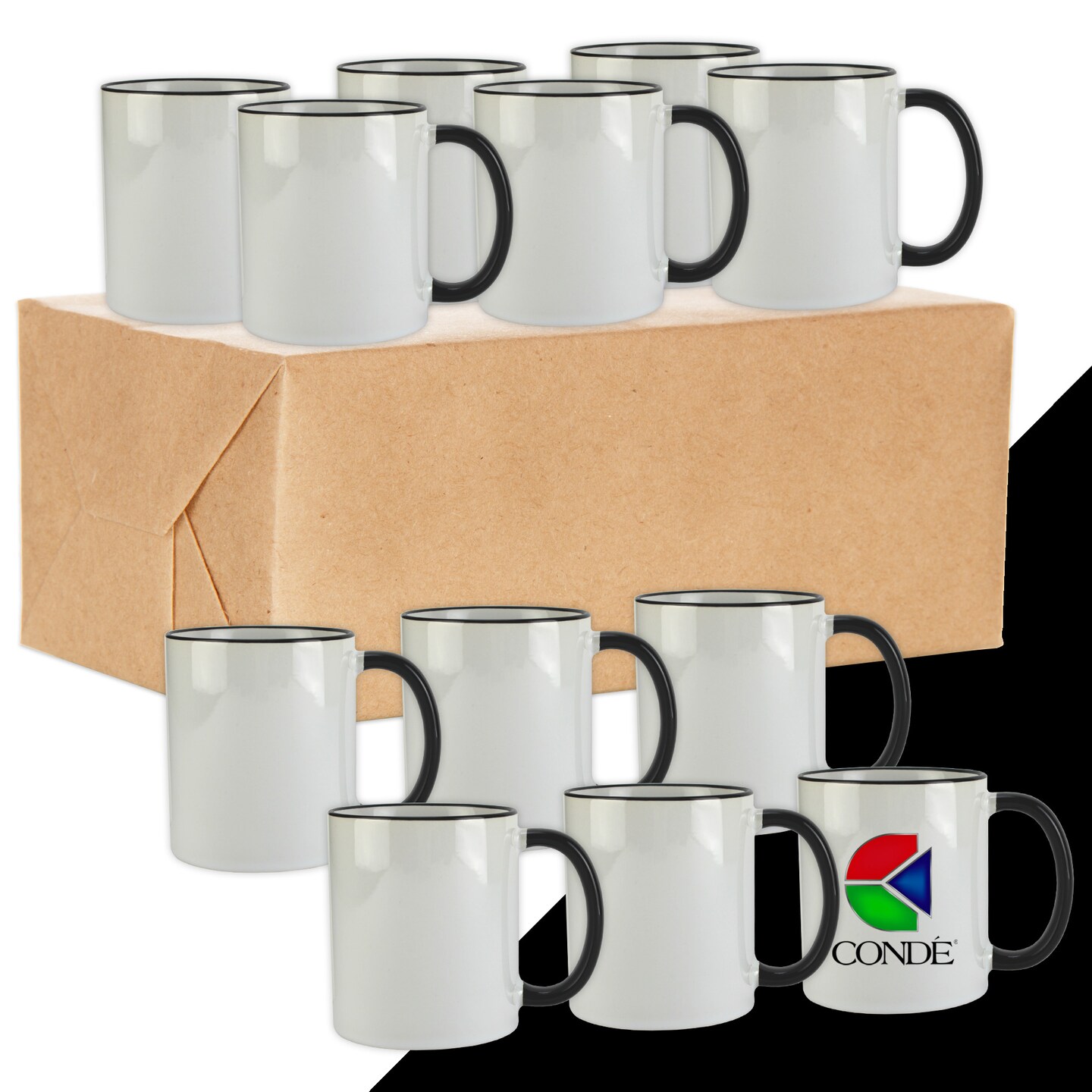 White Ceramic Sublimation Coffee Mug with Colored Rim/Handle