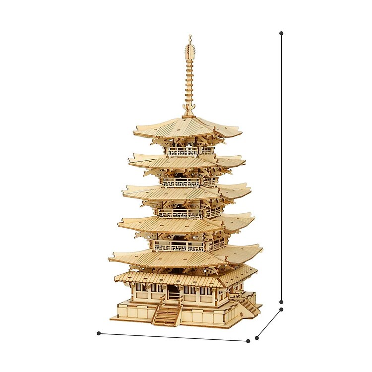 DIY Five-storied Pagoda 3D Wooden Puzzle TGN02 - Assembly Constructor Toy
