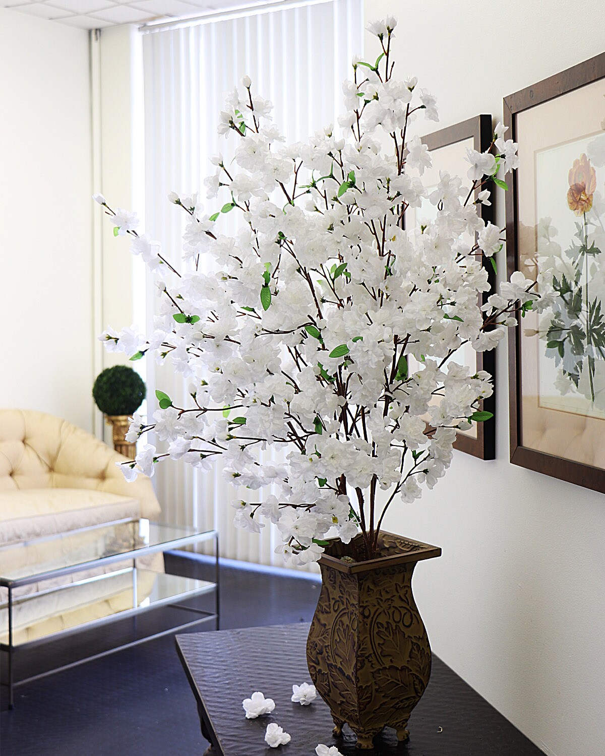 6-Pack 36" White Cherry Blossom Sprays – Realistic Silk Branches for Home, Events & Decor