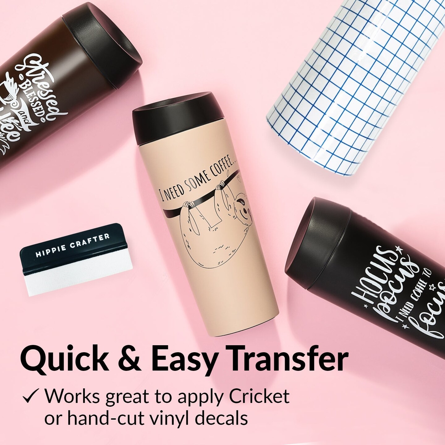 Vinyl Transfer Paper Tape Roll Transfer Tape Vinyl 50 Feet Clear Contact Paper 12" Roll Paper Transfer Tape for Vinyl Wood and Heat Transfer HTV with Grid