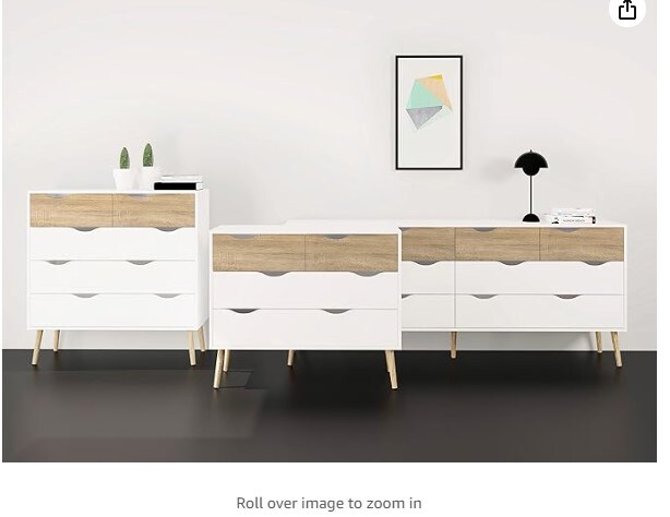Diana 8-Drawer Dresser in White/Oak Finish