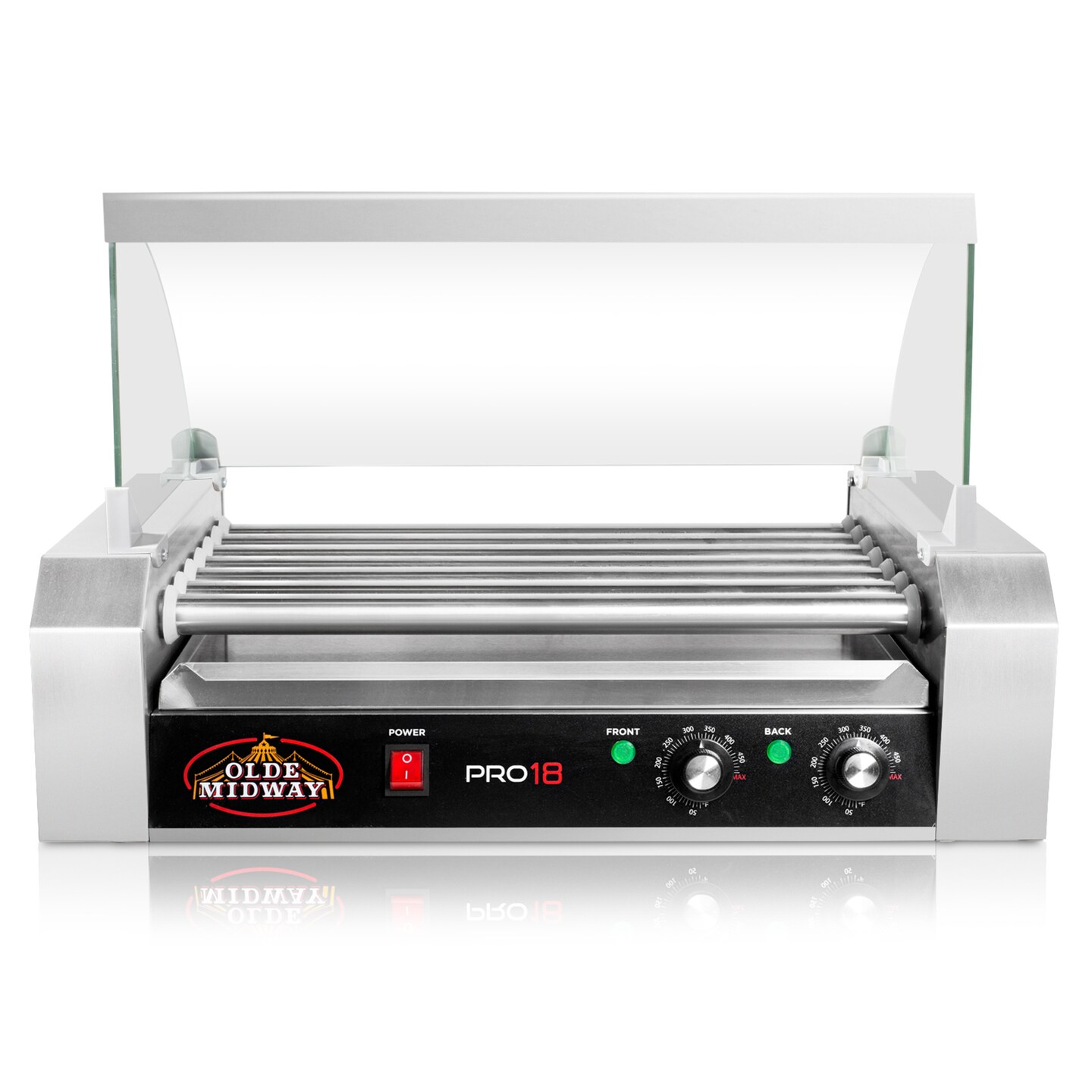 Olde Midway Electric Hot Dog Rollers with Cover, Commercial Grade Grill Cooker Machines