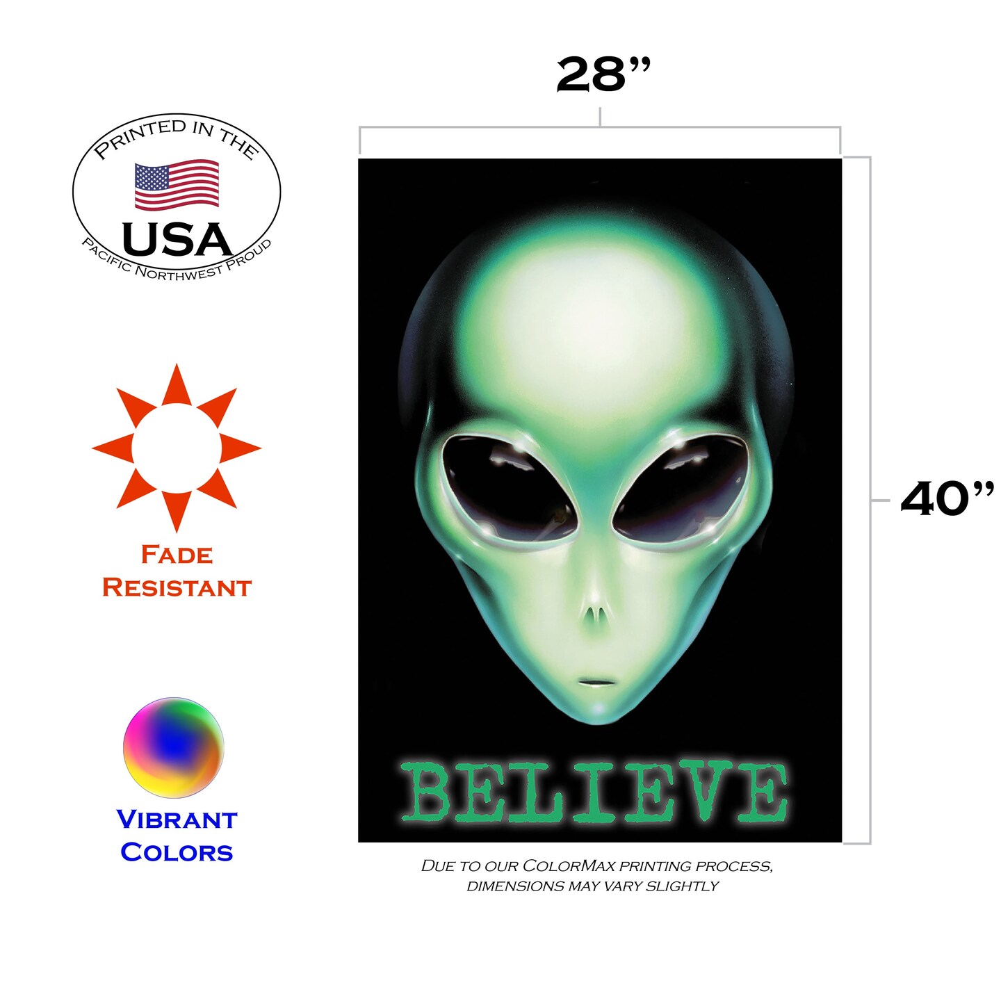 Believe Alien Decorative Ufo Flag