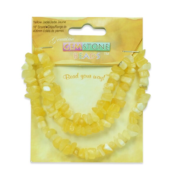 6 Packs of Yellow Jade Chips - 16&#x22; Strand