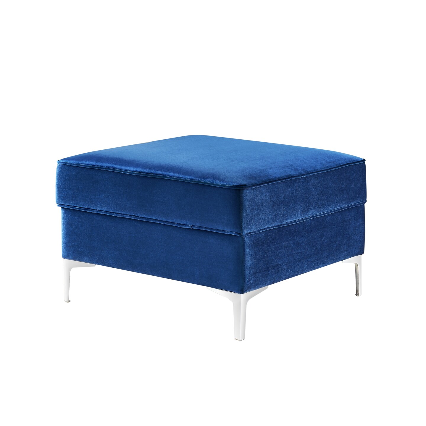Olivia Velvet Metal Y-Leg Square Storage Ottoman
