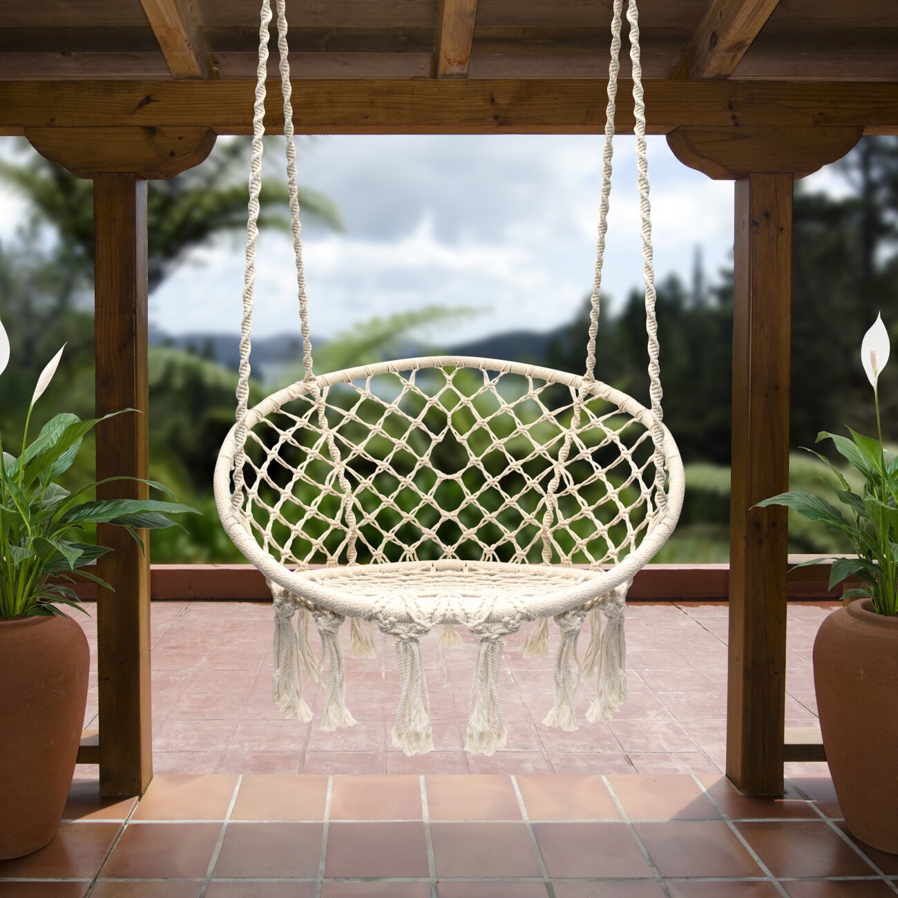 Sorbus Macrame Hanging Rope Chair