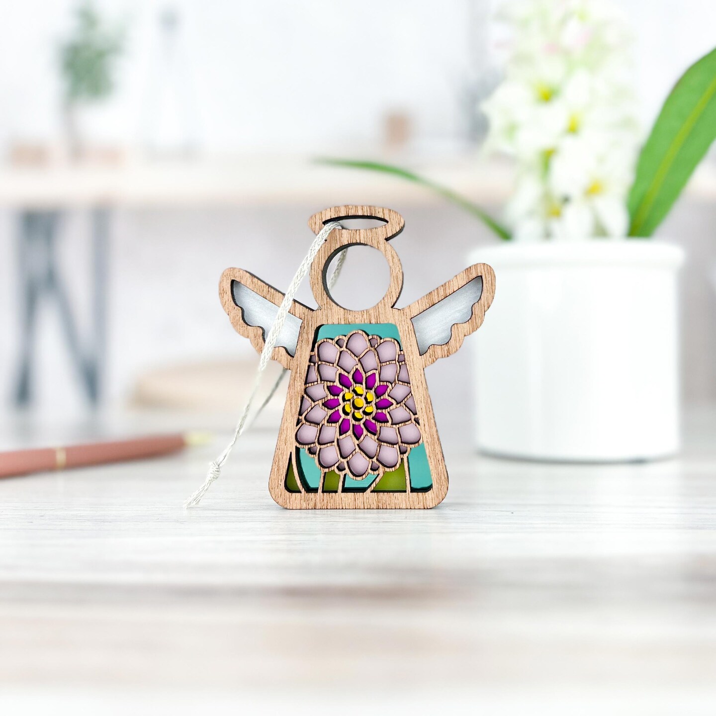 3.5&#x22; (H) Chrysanthemum Ornament - Handcrafted in Texas - Mother&#x27;s Angels&#xAE; Figurine - Mother&#x27;s Day Gifts