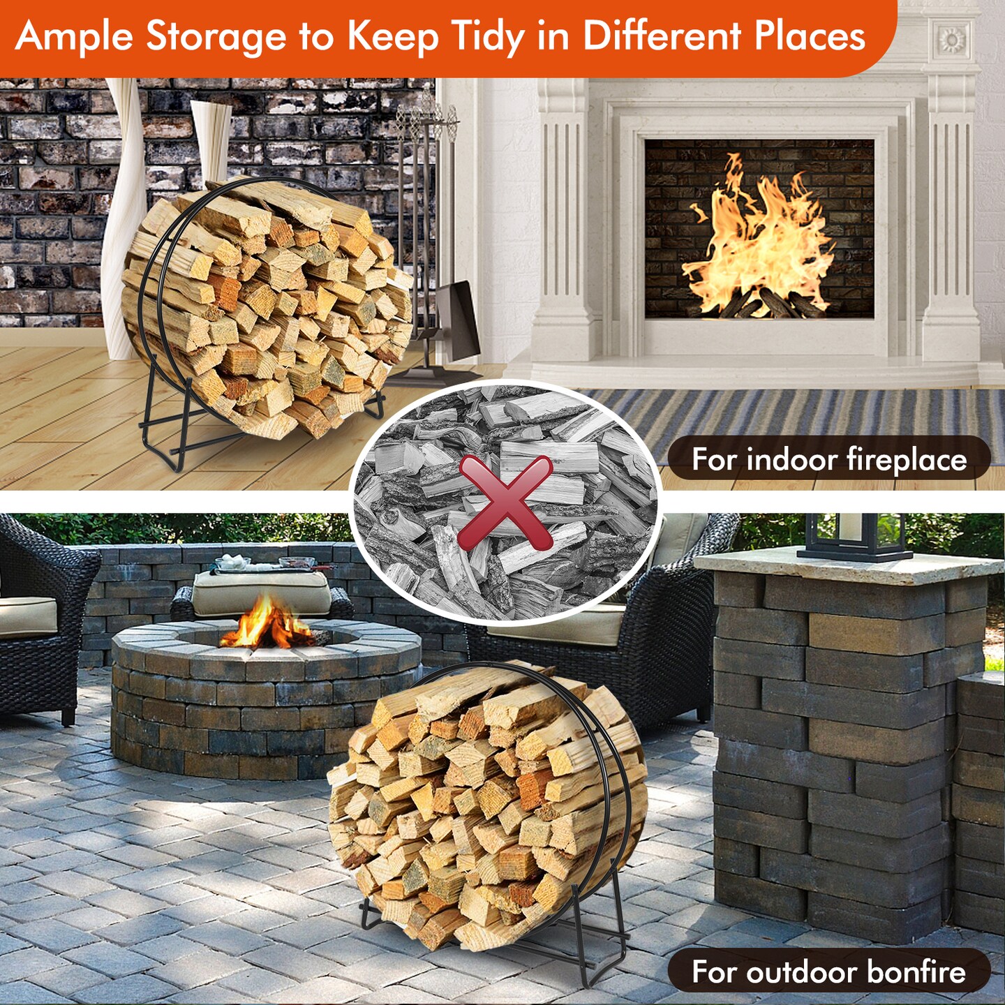 Tubular Steel Firewood Storage Rack