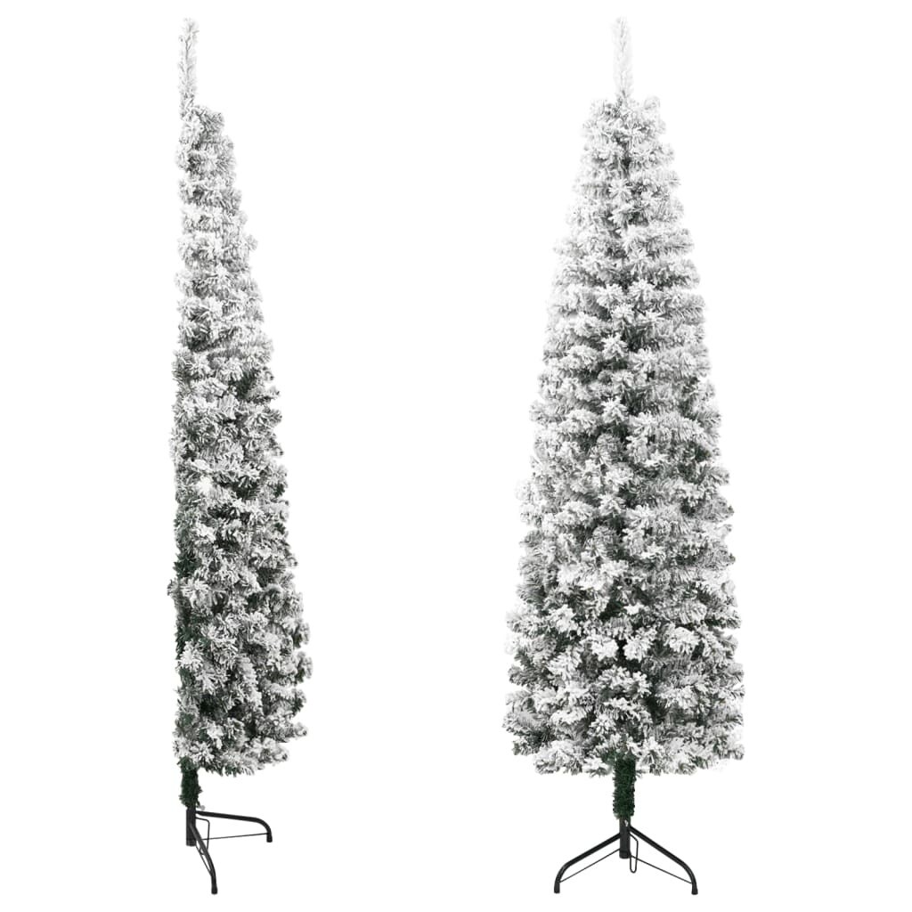 Slim Artificial Half Christmas Tree with Flocked Snow