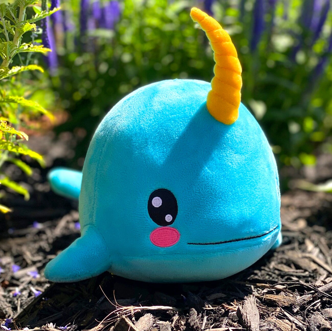 Bleacher Creatures Kuricha 6&#x22; Narwhal Sitting Plush - Soft Chibi Inspired Toy