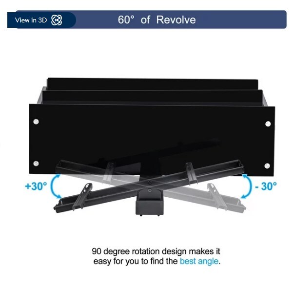 3 Tier Tempered Glass Shelf Swivel Floor TV Stand Mount
