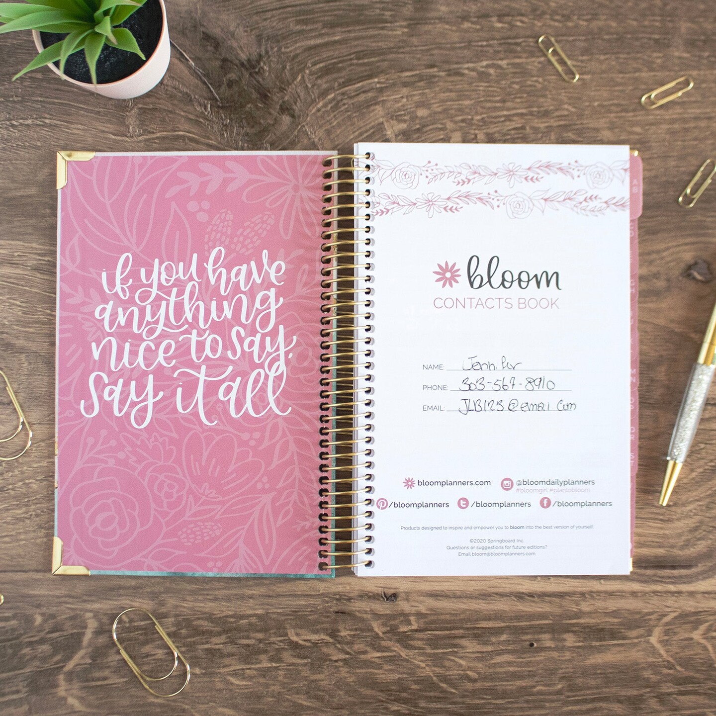 bloom daily planners Contact Book, 6&#x22; x 8.25&#x22;, Daydream Believer