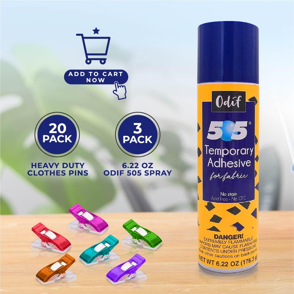 Odif's 505 Spray 6.22 Oz (3-Pack) - Temporary Basting Adhesive for  Quilting, Embroidery, and Crafts - Low Tack Fabric Glue Spray - Machine  Embroidery
