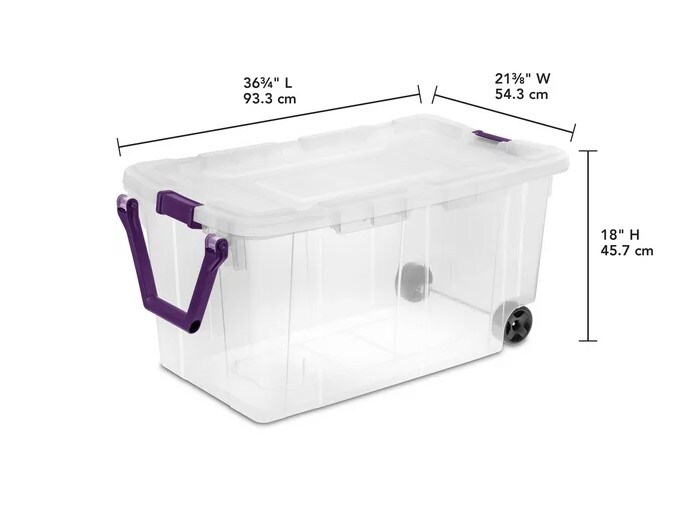 Wheeled Storage Box Plastic, Sweet Plum