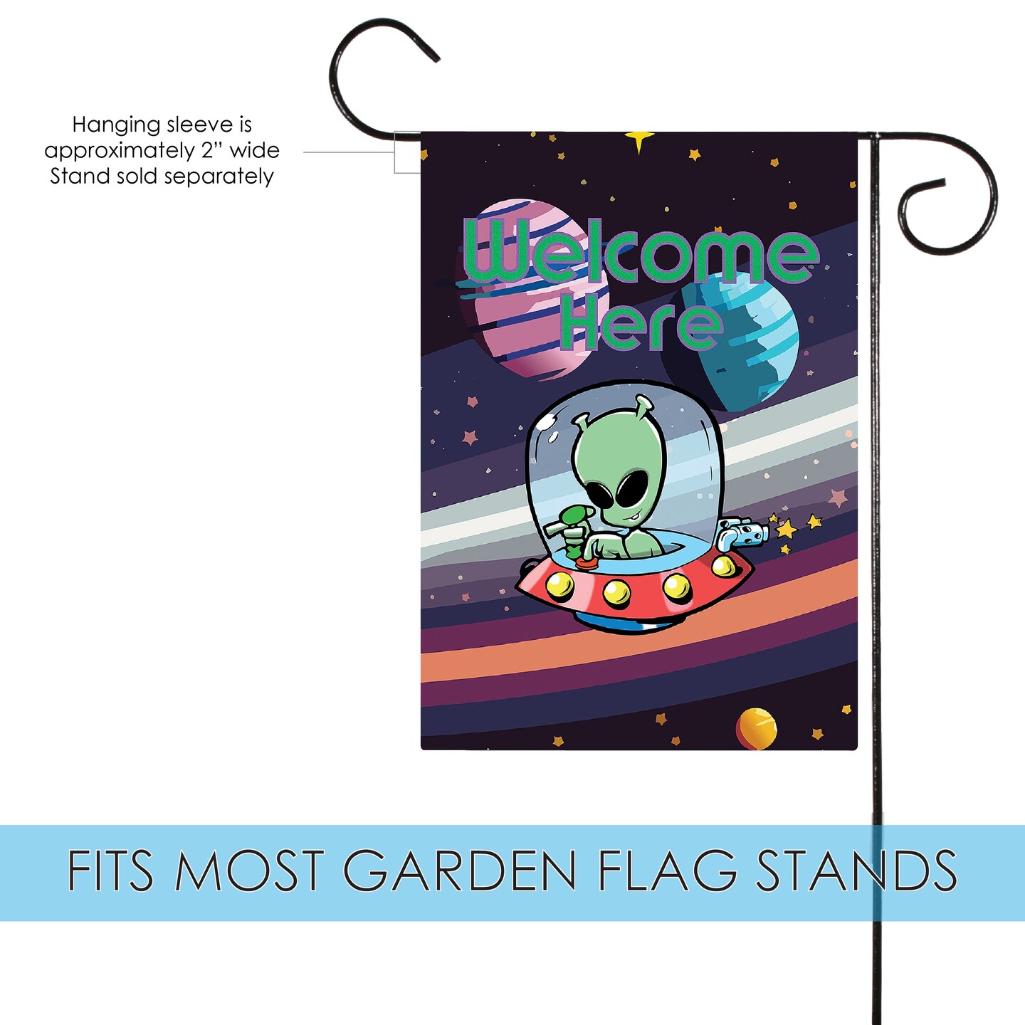 Welcome Here Alien Decorative Ufo Flag