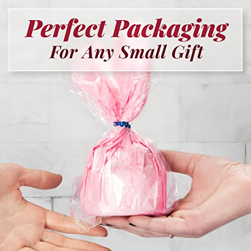 Prestee 200pk Clear Gift Bags for Favors, Cellophane Bags, 6x10 w/ 4&#x22; Twist Ties - Goodie Bags, Candy Bags, Cookie Bags for Gift Giving, Clear Treat Bags with Ties, Cellophane Treat Bags (200 Pack)