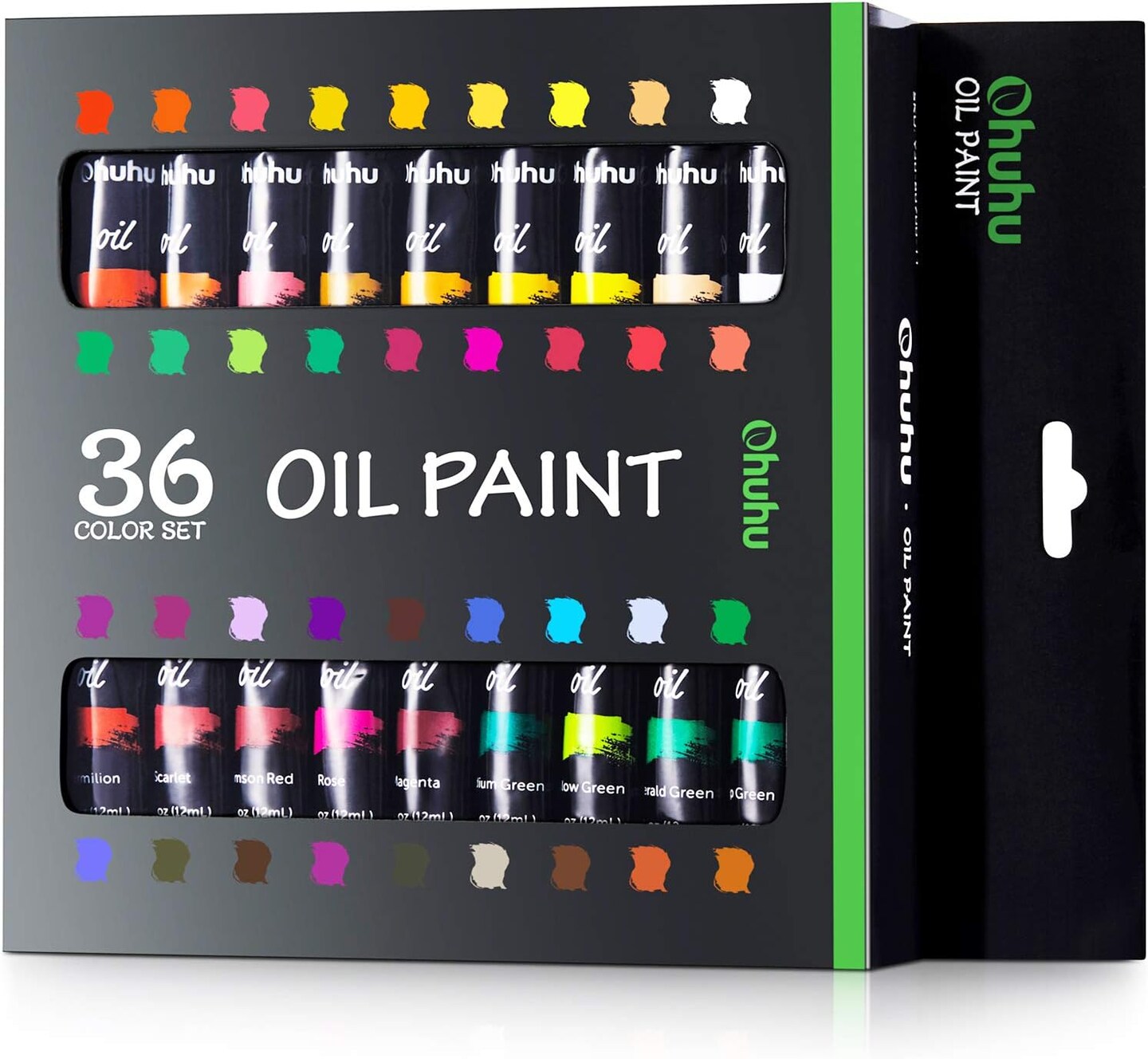 Ohuhu Oil Paint Set, 36 Oil-Based Colors, 12ml/0.42oz x 36 Tubes Non-Toxic Oil Painting Set Supplies for Canvas Painting Artist Kids Beginner Adult Classroom Student Art Supplies Gifts Ideal