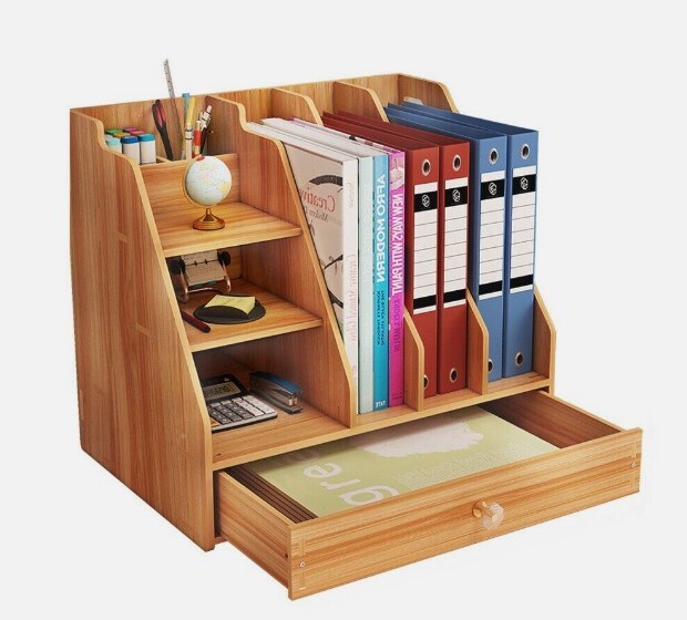 Office Desk Organizer Wooden Desktop Supplies