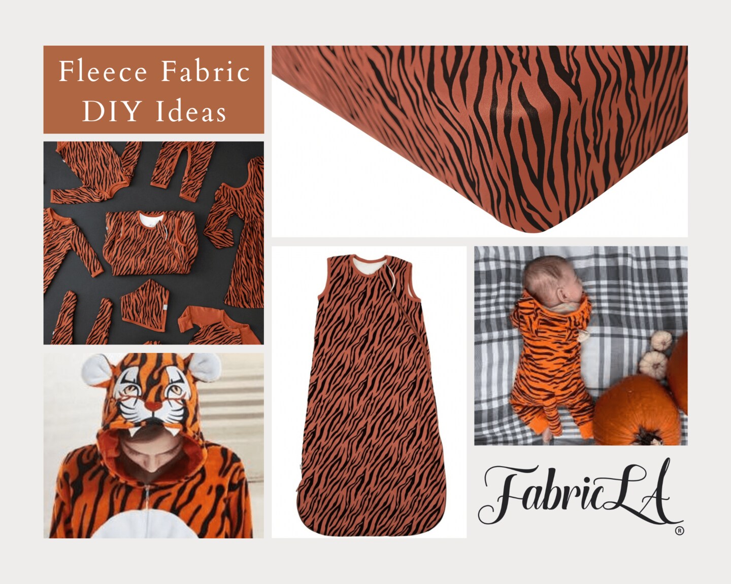 FabricLA Fleece Fabric by The Yard 1 Yard 36&#x22;X60&#x22; Inch Wide Polar Fleece Soft, Blanket, Anti-Pill Throw, Poncho, Pillow Cover, PJ Pants, Booties, Eye Mask&#x26;nbsp;- Tiger Rust