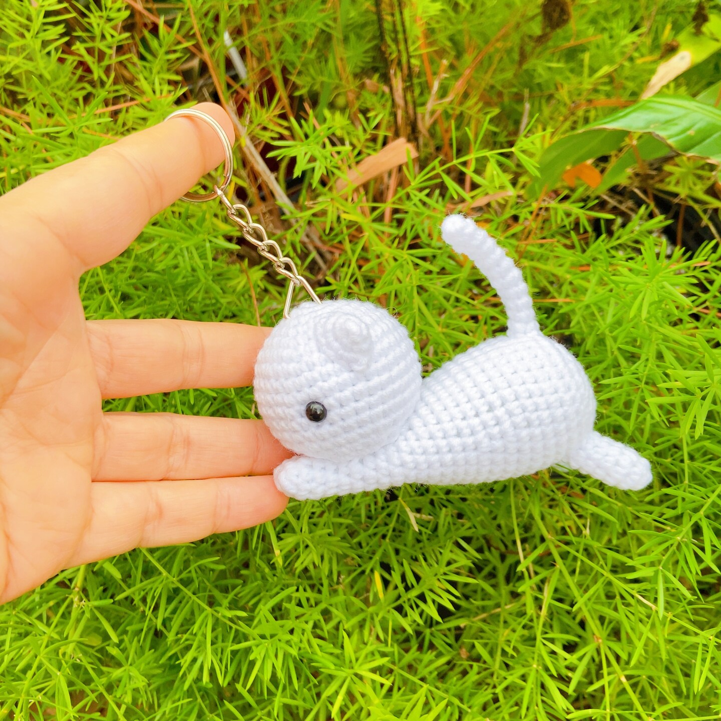 アクセサリー kitty Handmade Crochet Knitting Cute Keychain Funny Black Lighting Cat