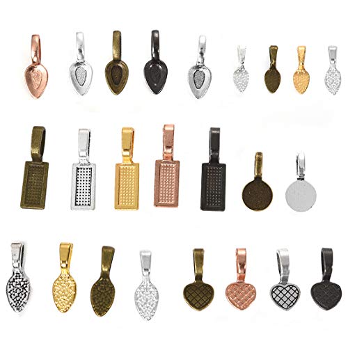 120 Pieces Glue on Bails for Pendants Jewelry Making Necklace Earring Bail Scrabble Making Supplies Glass Cabochon Tiles Pendant