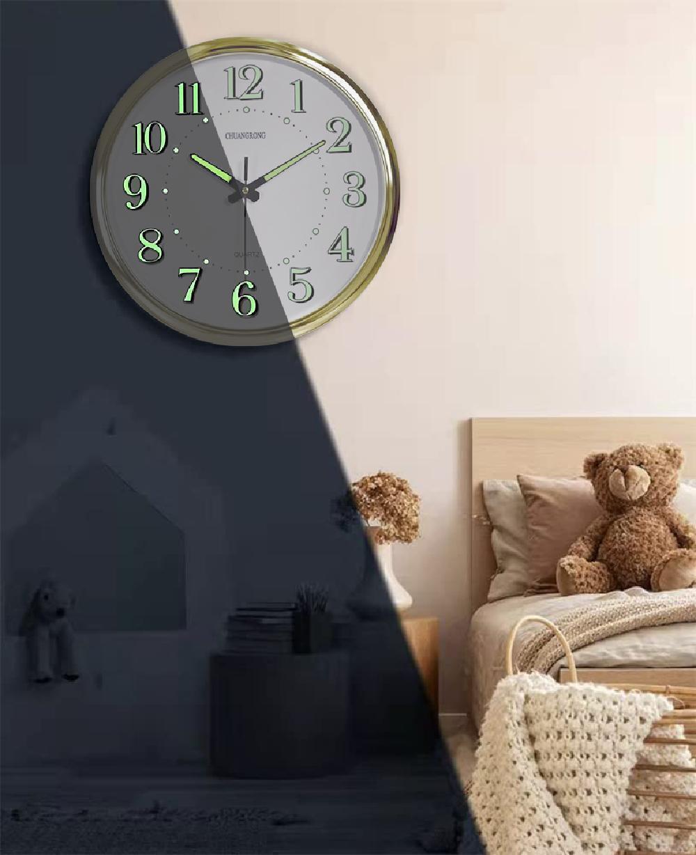 12 Inches Modern Night Light Wall Clock Silent