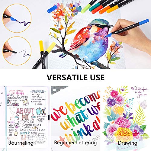 Brush Markers Set , 60 Colors Fine& Brush Tip Artist Drawing Pens Set With  Coloring Book, For Kids Adult Sketching Bullet Journal Planner School Suppl