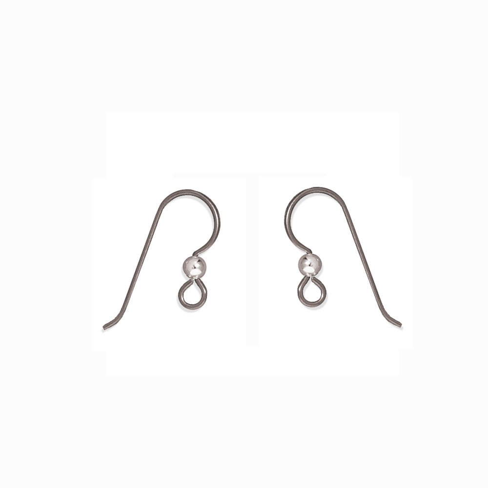 TierraCast Niobium Earring Wires with 3mm Sterling Silver Bead Grey (1 Pair of Earrings)