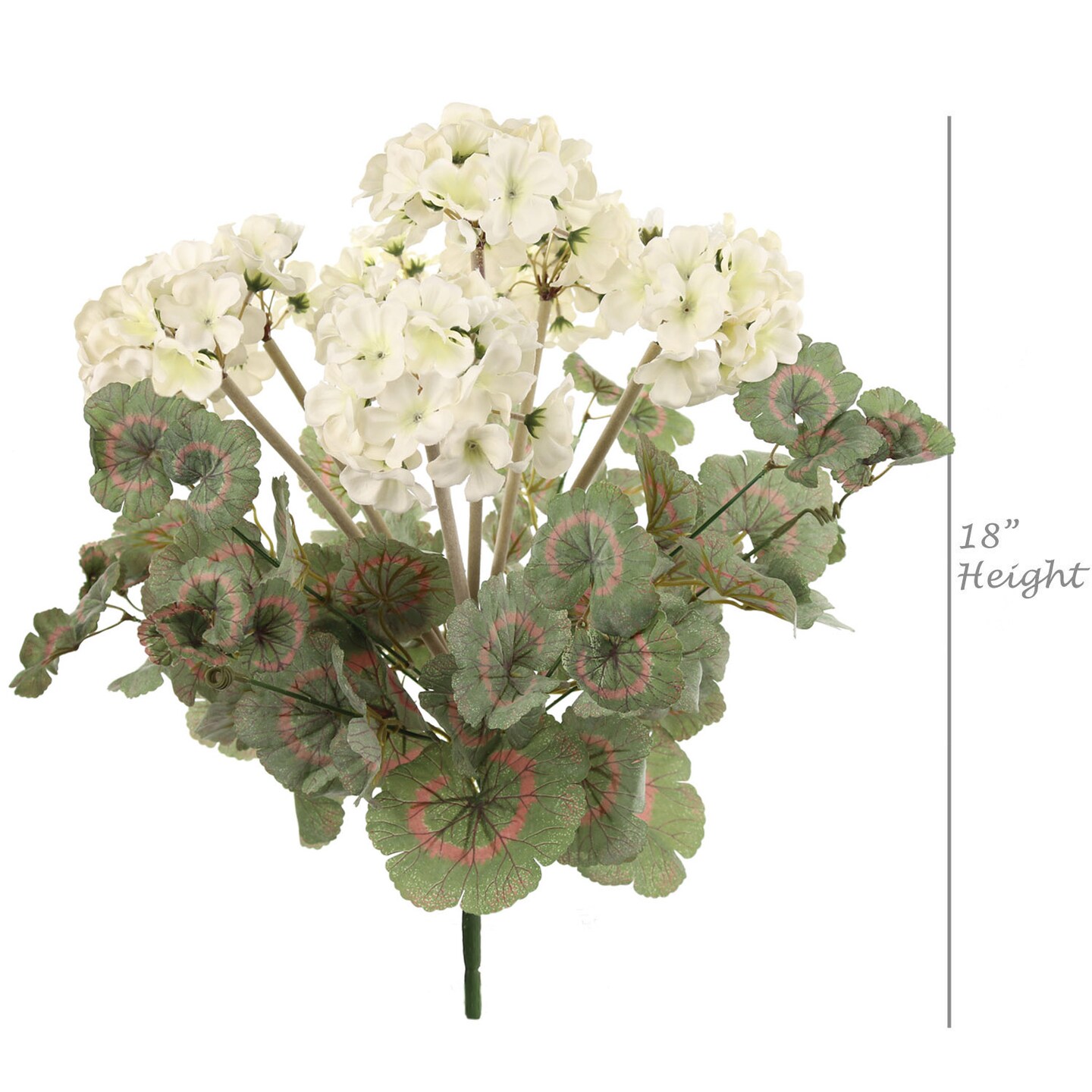 18-Inch White Geranium Bush (Set of 2) - 7 Silk Blooms &#x26; Foliage, Ideal for Home &#x26; Garden Decor, Weddings &#x26; Events - Perfect for Spring/Summer Displays, Floral Home by Artificial Flowers