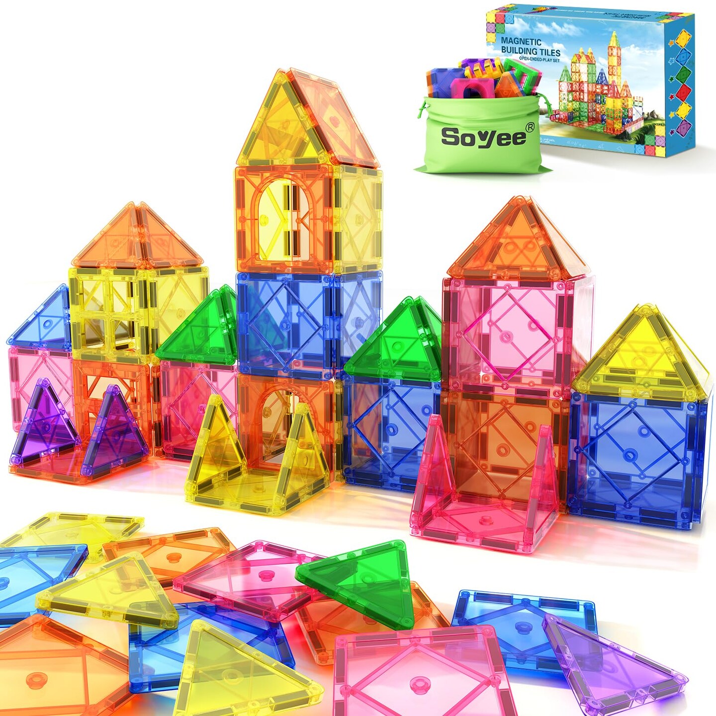 Magnetic Building Blocks Set for Kids Age 3-8 - Encourage Creativity & Develop Fine Motor Skills with Sensory Magnet Tiles Toys