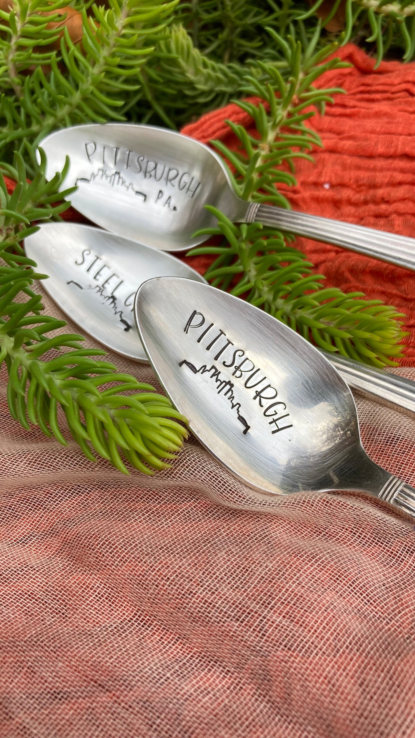 Hand Stamped Teaspoons Set Of 4