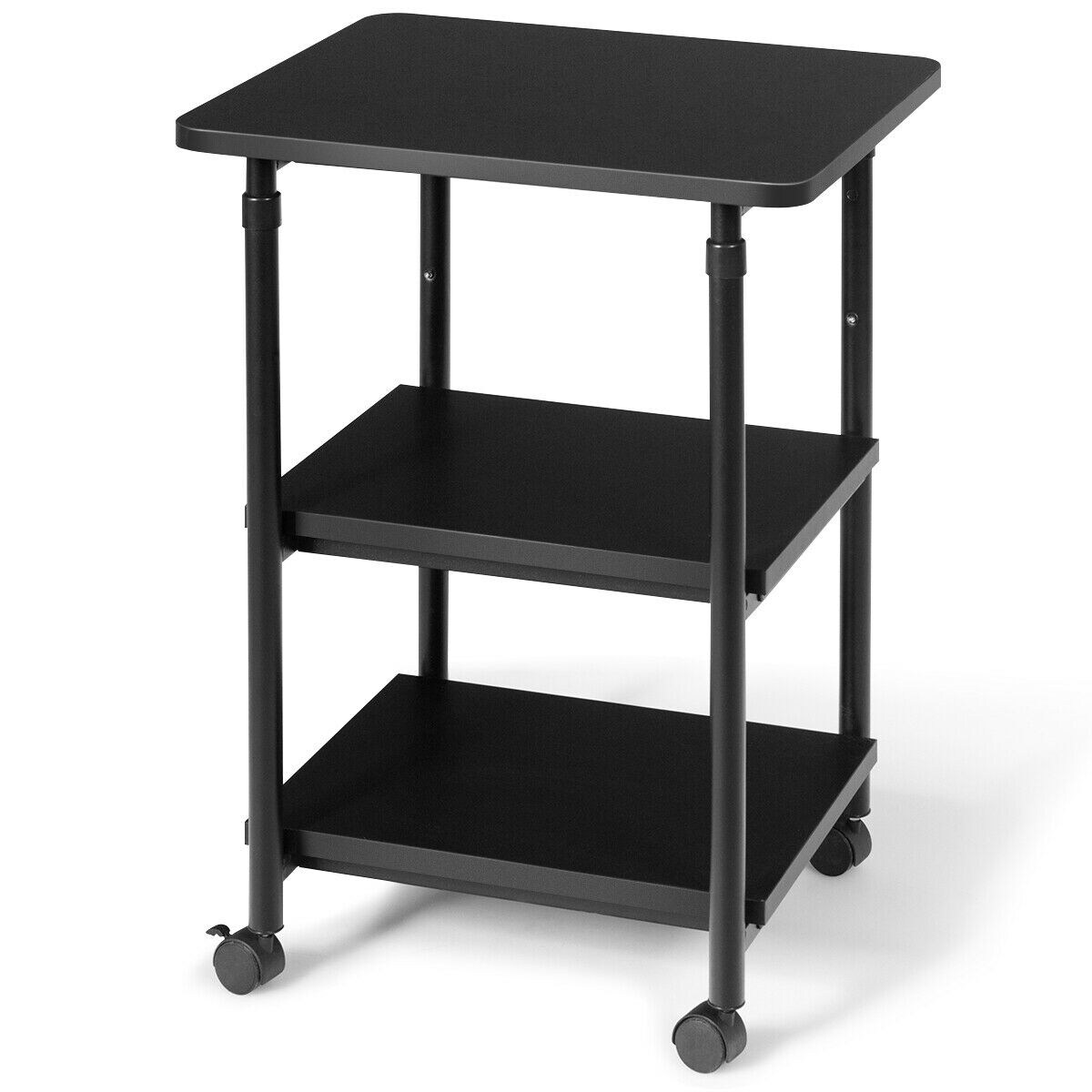 3-tier Adjustable Printer Stand with 360&#xB0; Swivel Casters