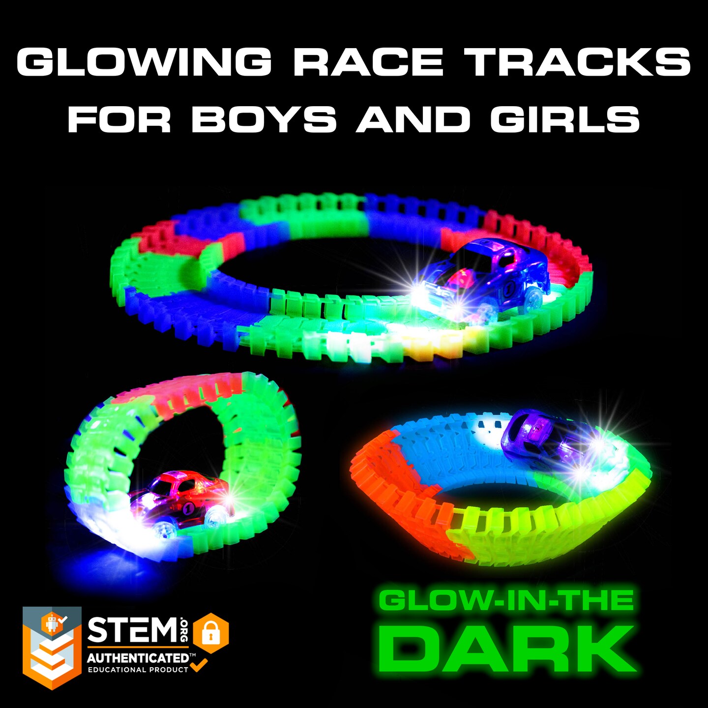 USA Toyz Glow Race Tracks Large for Boys or Girls - 380pk(CF1302)