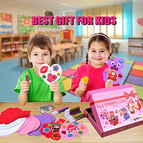 Valentines Day Foam Crafts Set, Heart Bear Bouquet Arts and Crafts Kits for Kids, DIY Craft for Preschool Classroom Activity, Ideal Gifts for Boy/Girl or Wedding Anniversary