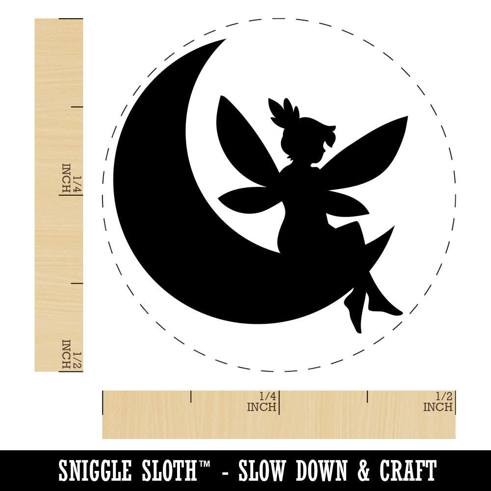 Fairy With Butterfly Wings Sitting on Moon Fantasy Self-Inking Rubber Stamp Ink Stamper for Stamping Crafting Planners