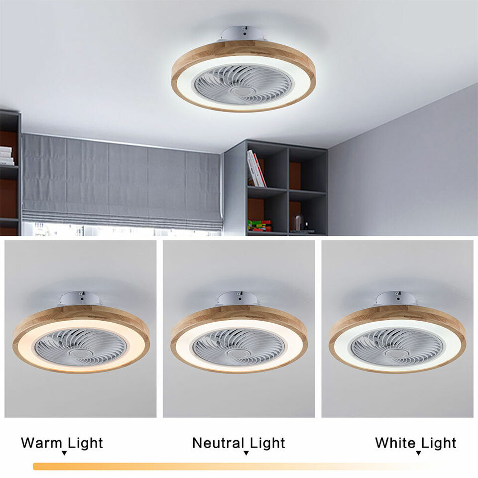 Kitcheniva Dimmable Chandelier Lamp With Remote Modern Flush Mount Ceiling Fan Light LED 20&#x22;