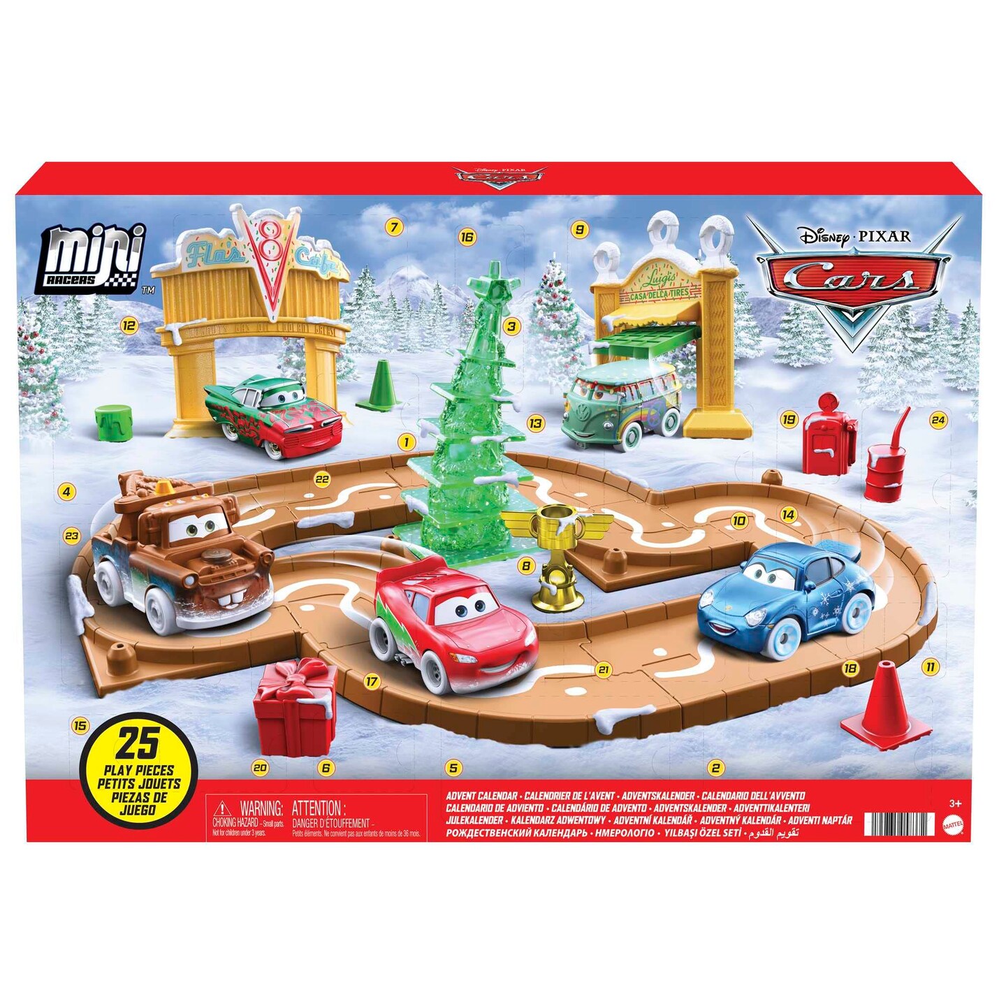 Disney Cars Toys Disney and Pixar Cars Toys Mini Racers Advent Calendar with 5 Toy Cars,