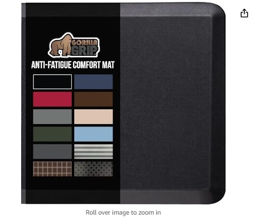 Anti Fatigue Standing Desk Mat, Thick Cushioned Kitchen Floor Mats, Washable, Stain Resistant, Supportive Comfort Padded Rug, Ergonomic Office Antifatigue Runner Pad, 32x20 Inches, Black