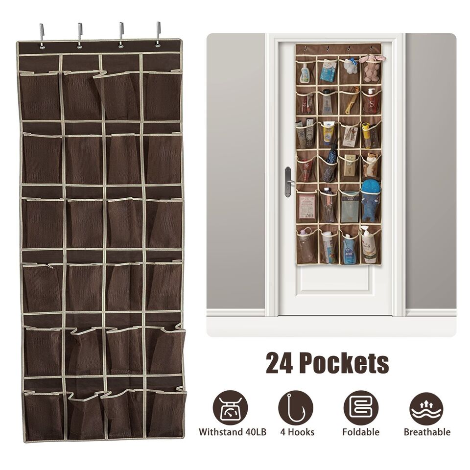 24 Grids Over Door Shoe Organizer Rack Hanging Storage Holder