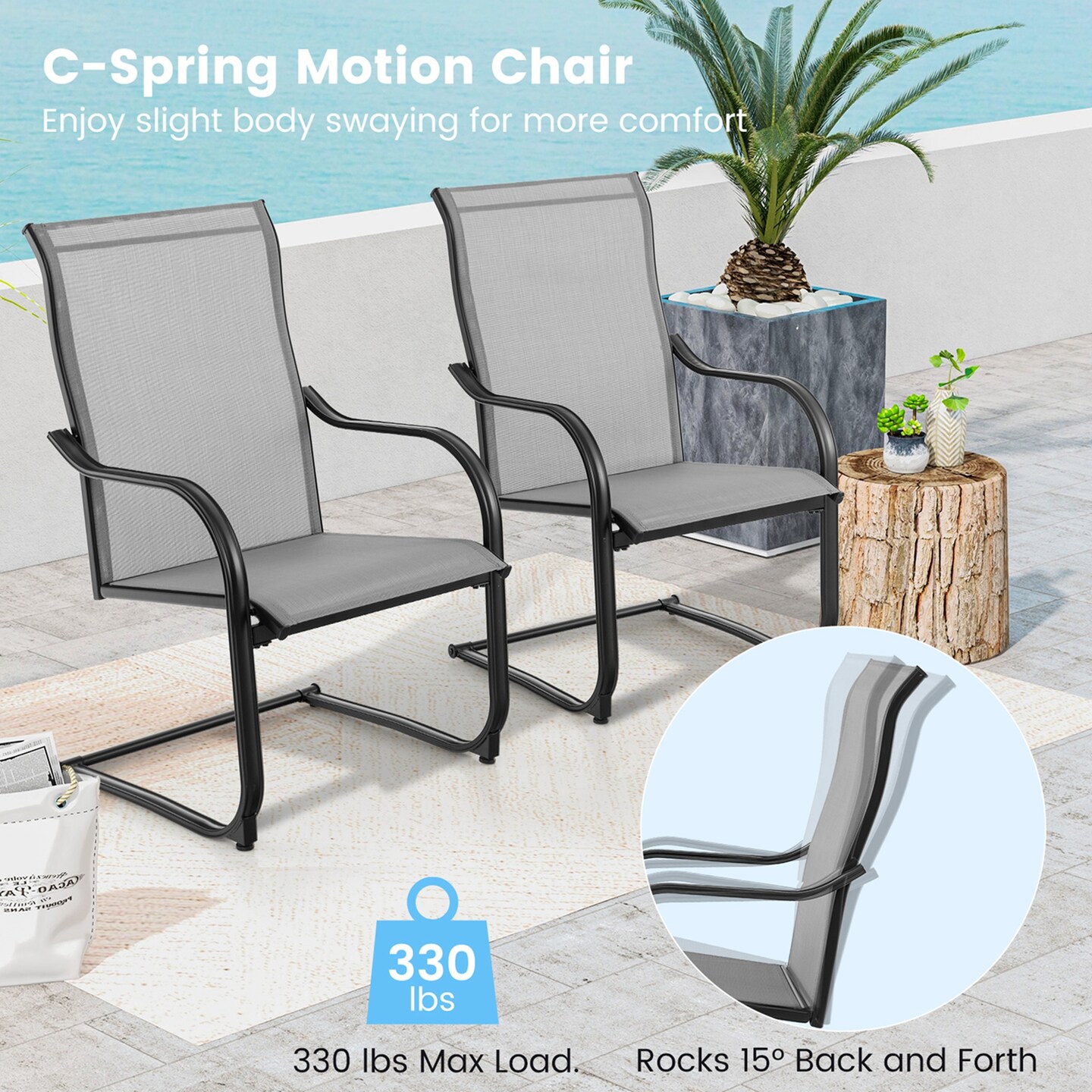 C spring motion online patio chair